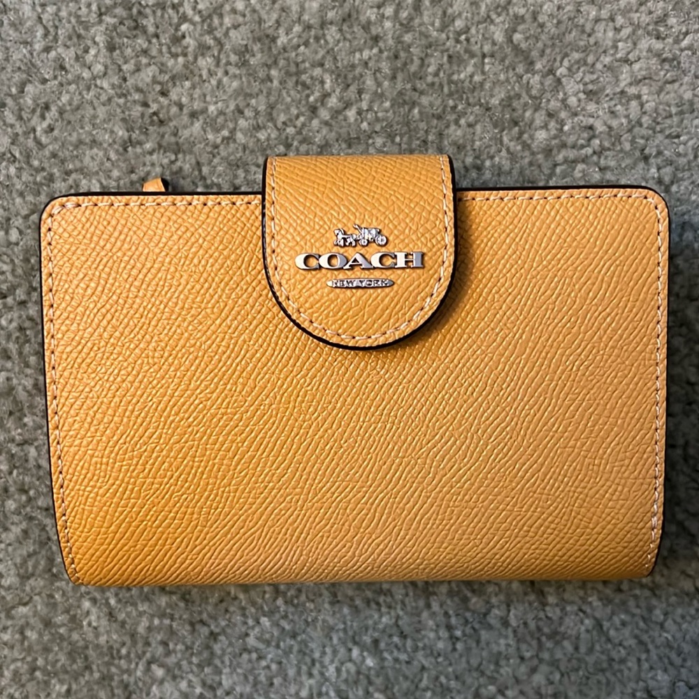 Coach Yellow Leather Snap Wallet